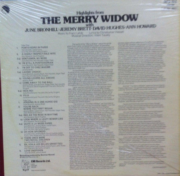 June Bronhill, Jeremy Brett, David Hughes (11), Ann Howard (2) : Highlights From The Merry Widow (LP, Album, RE)