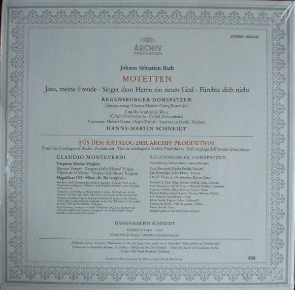 Johann Sebastian Bach, Regensburger Domspatzen, Hanns-Martin Schneidt : Motetten (LP)
