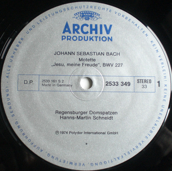 Johann Sebastian Bach, Regensburger Domspatzen, Hanns-Martin Schneidt : Motetten (LP)