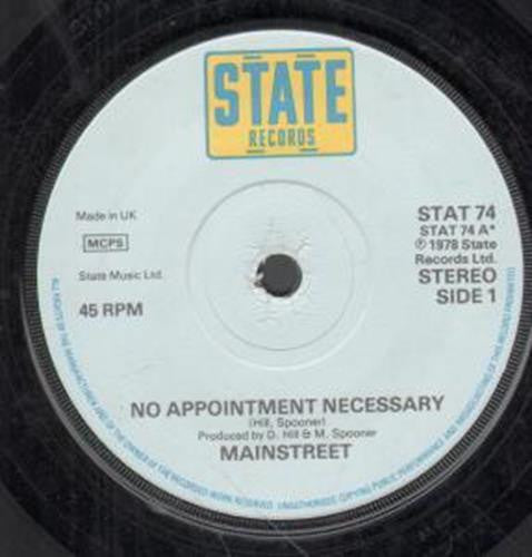 Mainstreet (10) : No Appointment Necessary (7", Single)