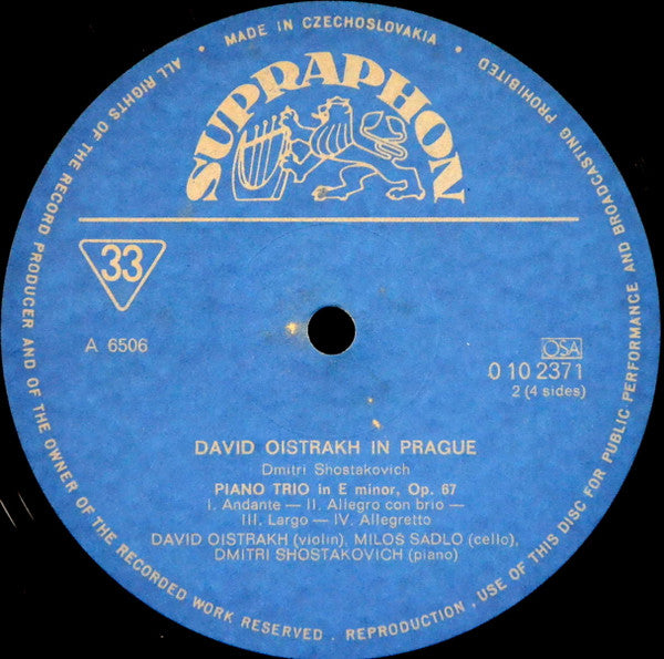 David Oistrach : In Prague (2xLP, Comp, Gat)