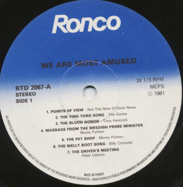 Various : We Are Most Amused: The Very Best Of British Comedy (2xLP, Comp, MPO)
