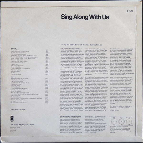 The Big Ben Banjo Band With Mike Sammes Singers : Sing Along With Us (LP, Mono)
