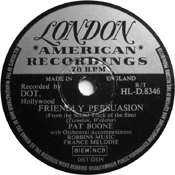 Pat Boone : Friendly Persuasion / Chains Of Love (Shellac, 10")