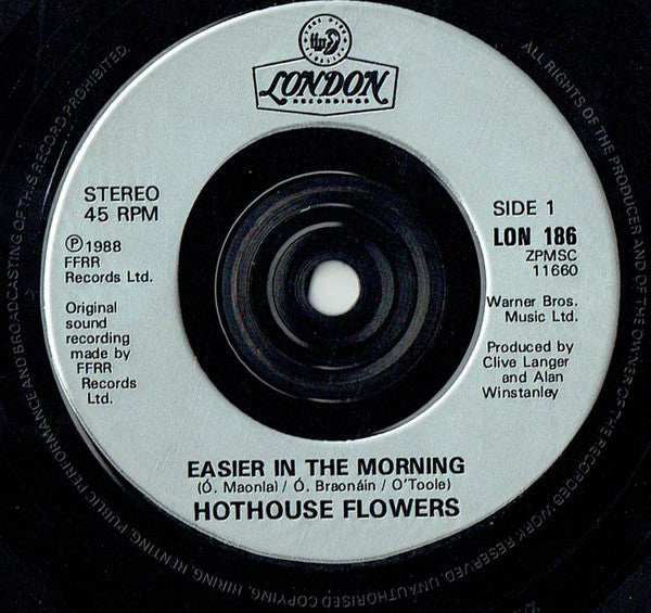 Hothouse Flowers : Easier In The Morning (7", Single)