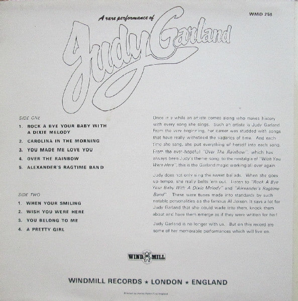 Judy Garland : A Rare Performance Of (LP, Comp, Mono)