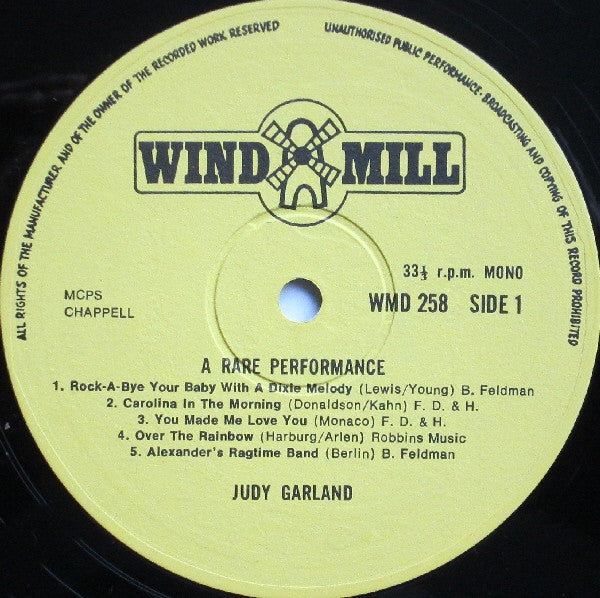 Judy Garland : A Rare Performance Of (LP, Comp, Mono)