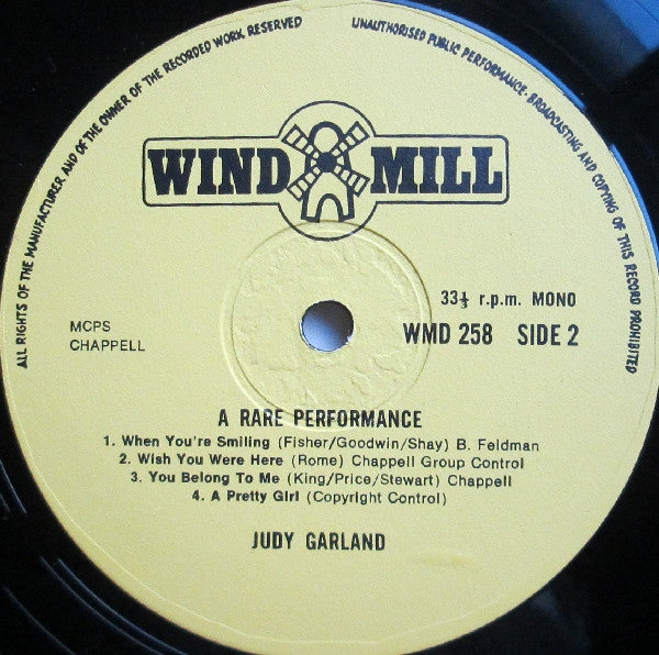 Judy Garland : A Rare Performance Of (LP, Comp, Mono)