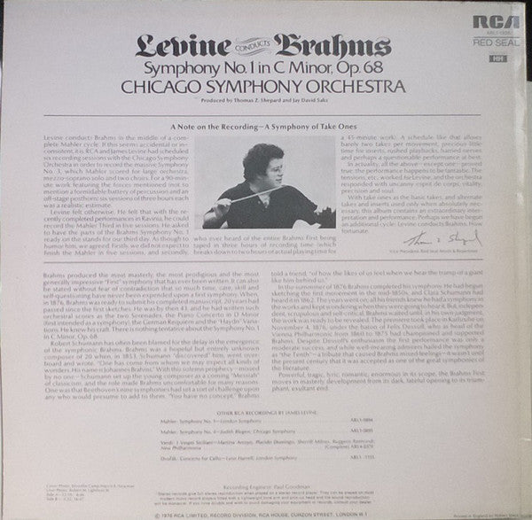 James Levine (2) Conducts Johannes Brahms, Chicago Symphony Orchestra : Symphony No. 1 (LP, Album)