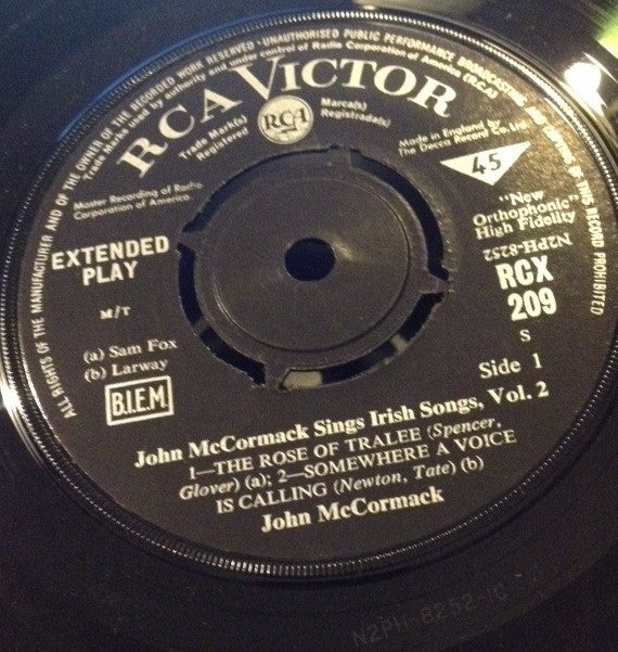 John McCormack (2) : Sings Irish Songs Vol. 2 (7", EP, Mono)