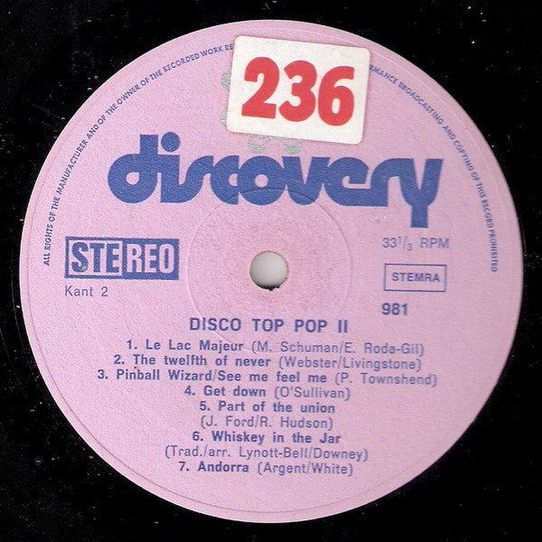 Unknown Artist : Disco Top Pop II (LP)