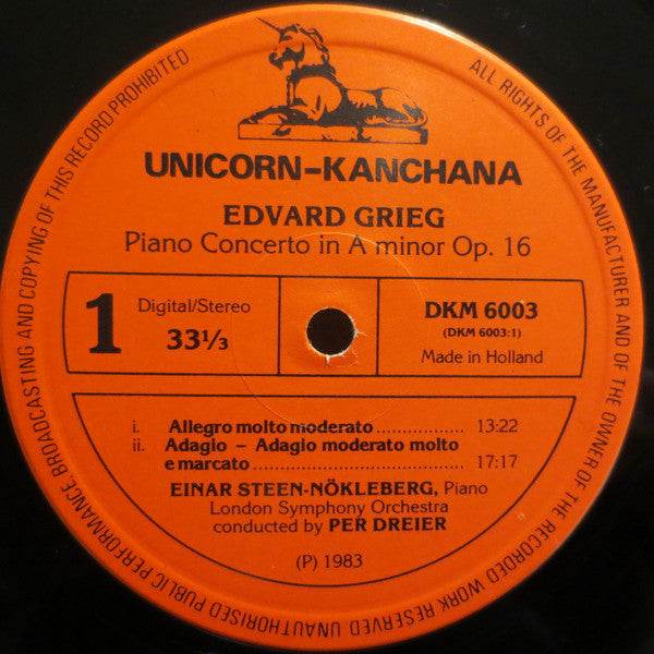 Edvard Grieg - Einar Steen-Nøkleberg, London Symphony Orchestra, Per Dreier : Piano Concerto In A Minor, Op. 16 / Lyric Suite From Op. 54 (LP, Dig)