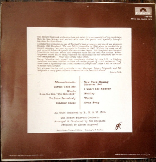 The Robert Stigwood Orchestra : Bee Gees' Hits (LP, Album)