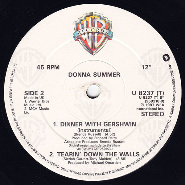 Donna Summer : Dinner With Gershwin (12", Single)