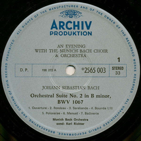 Münchener Bach-Chor And Münchener Bach-Orchester, Karl Richter : An Evening With The Munich Bach Choir And Orchestra (LP, RE + LP, Comp + LP, RE + LP, RE + Box, Album, )