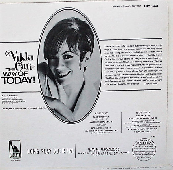 Vikki Carr : The Way Of Today! (LP, Album, Mono)