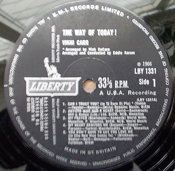 Vikki Carr : The Way Of Today! (LP, Album, Mono)