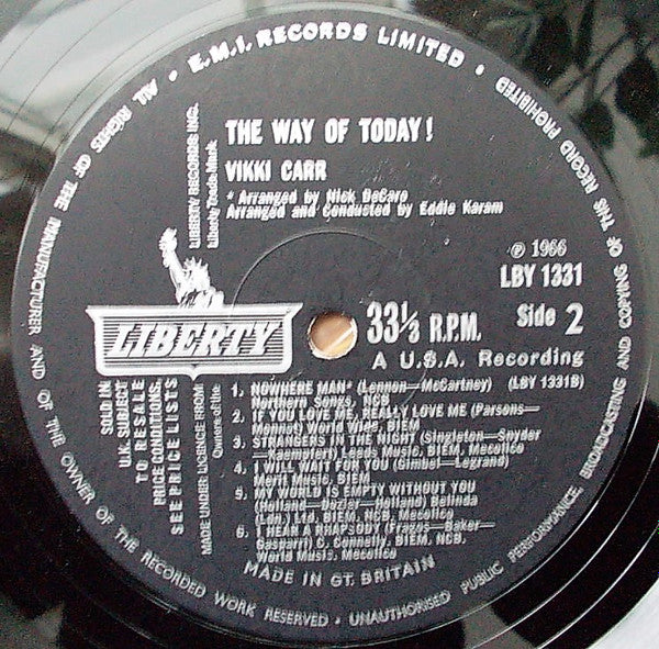 Vikki Carr : The Way Of Today! (LP, Album, Mono)