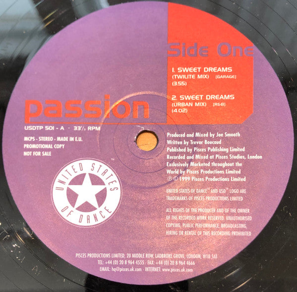 Passion (34) : Sweet Dreams (12", Single, Promo)