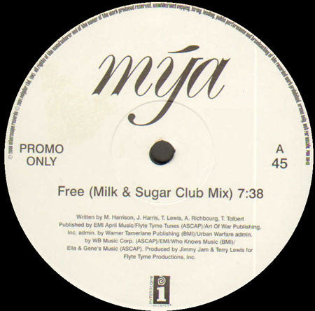 Mya : Free (Milk & Sugar Remixes) (12", Promo)