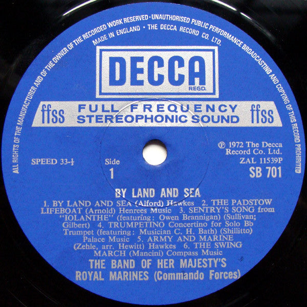 The Band Of Her Majesty's Royal Marines Commando Forces : By Land and Sea (LP)