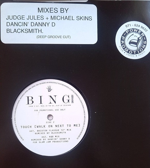 Bing Abrahams : Touch (Walk On Next To Me) (12", Promo)