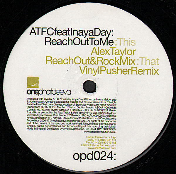 ATFC : Reach Out To Me (Bonus Remixes) (12")