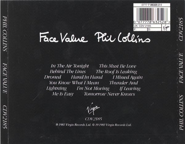 Phil Collins : Face Value (CD, Album, RE)