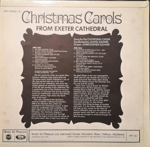 The Cathedral Choir Exeter : Christmas Carols From Exeter Cathedral  (LP, RE)
