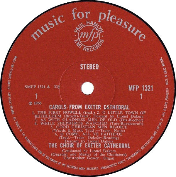 The Cathedral Choir Exeter : Christmas Carols From Exeter Cathedral  (LP, RE)