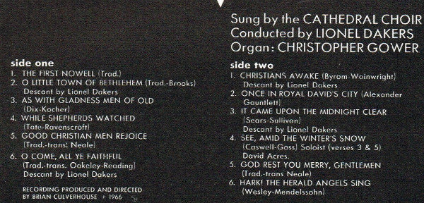 The Cathedral Choir Exeter : Christmas Carols From Exeter Cathedral  (LP, RE)