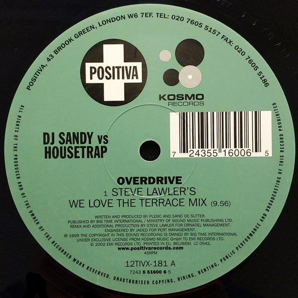 DJ Sandy (4) Vs Housetrap : Overdrive (12", 2/2)