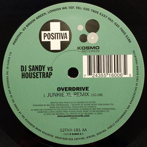DJ Sandy (4) Vs Housetrap : Overdrive (12", 2/2)