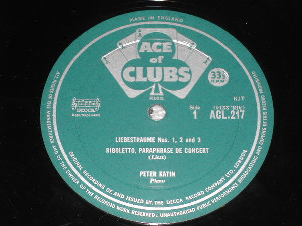 Franz Liszt - Peter Katin : Liszt Recital (LP, Mono)