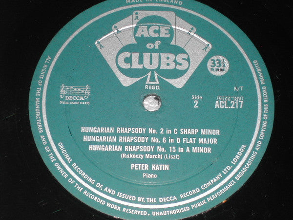 Franz Liszt - Peter Katin : Liszt Recital (LP, Mono)
