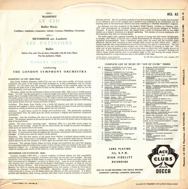 Giacomo Meyerbeer / Jules Massenet - Robert Irving (2) ■ London Symphony Orchestra : Les Patineurs / Le Cid (LP)