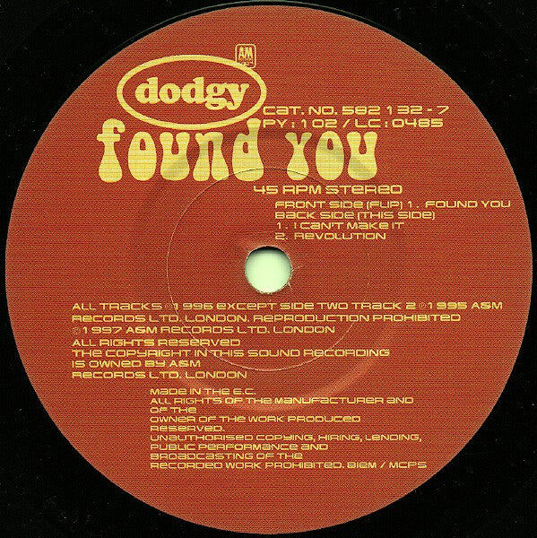 Dodgy : Found You (7", Single, Ltd, Num)