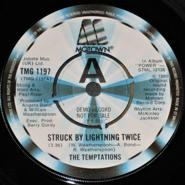 The Temptations : Struck By Lightning Twice (7", Promo)