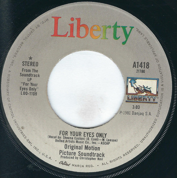Sheena Easton : For Your Eyes Only (7", Single, Jac)