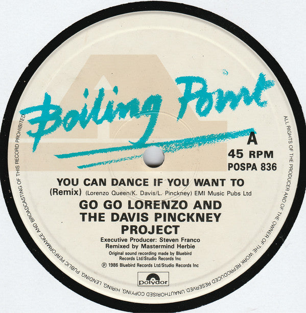 Go Go Lorenzo & The Davis Pinckney Project : You Can Dance (If You Want To) (Remix) (12")