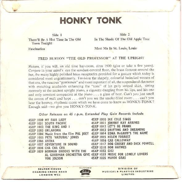 Fred Burton (2) : Honky Tonk (7", EP)
