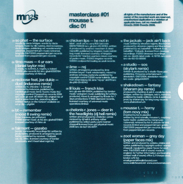 Various : Masterclass 01 (2xCD, Mixed)