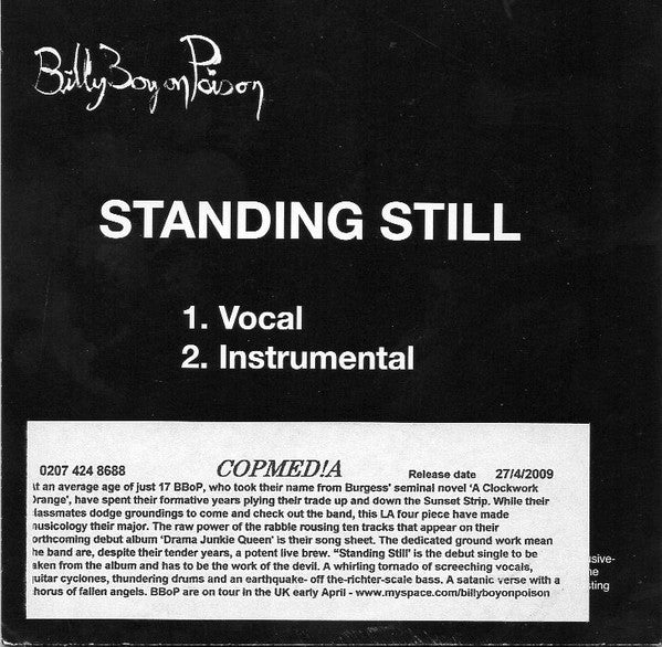Billy Boy On Poison : Standing Still (CD, Single, Promo)