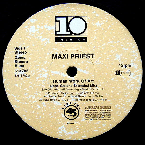Maxi Priest : Human Work Of Art (12", Maxi)