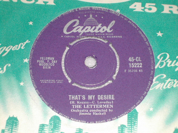 The Lettermen : The Way You Look Tonight / That's My Desire (7", Single)