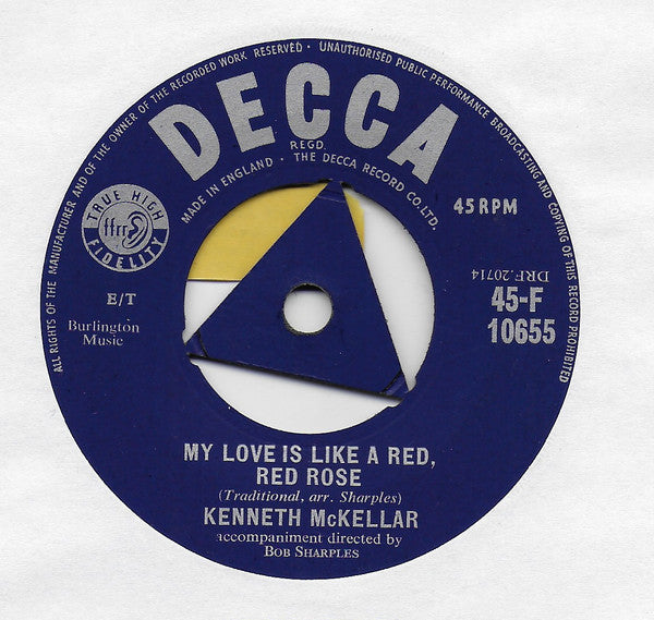 Kenneth McKellar : My Love Is Like A Red, Red Rose (7", Single, Tri)