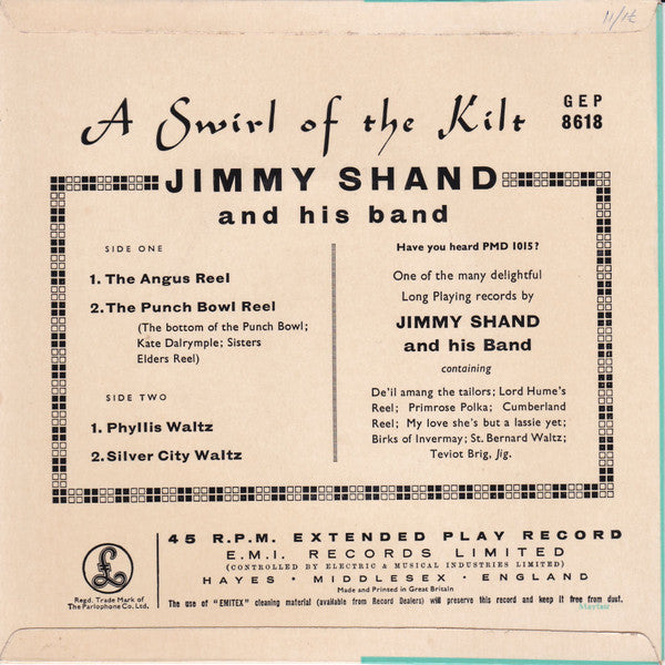 Jimmy Shand And His Band : A Swirl Of The Kilt (7", EP)
