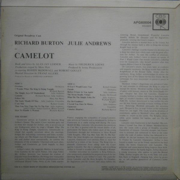 Alan Jay Lerner, Frederick Loewe / Julie Andrews, Richard Burton (2) : Camelot (Original Broadway Cast Recording) (LP, Album, Mono)