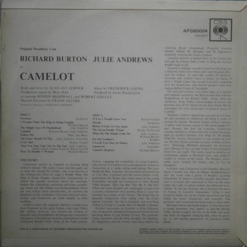Alan Jay Lerner, Frederick Loewe / Julie Andrews, Richard Burton (2) : Camelot (Original Broadway Cast Recording) (LP, Album, Mono)