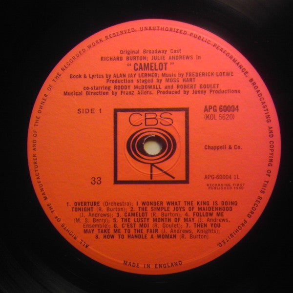 Alan Jay Lerner, Frederick Loewe / Julie Andrews, Richard Burton (2) : Camelot (Original Broadway Cast Recording) (LP, Album, Mono)
